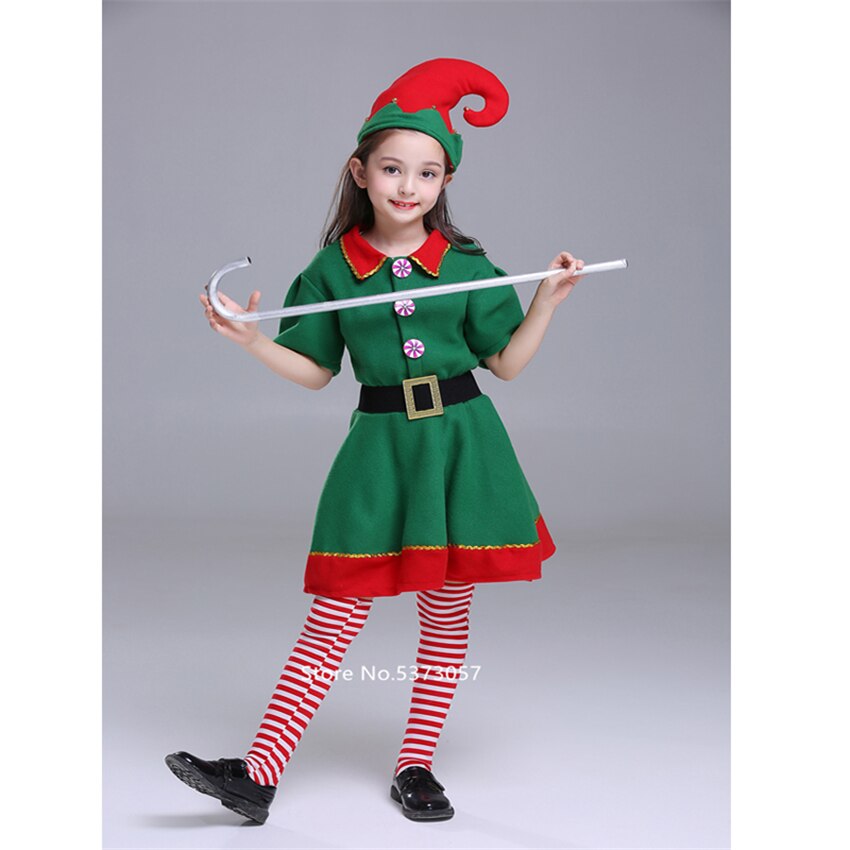 Christmas Cosplay Halloween Costumes for Kids Boy Girls Elf Grinch Dress Year Xmas Carnival Party Santa Claus with Hat