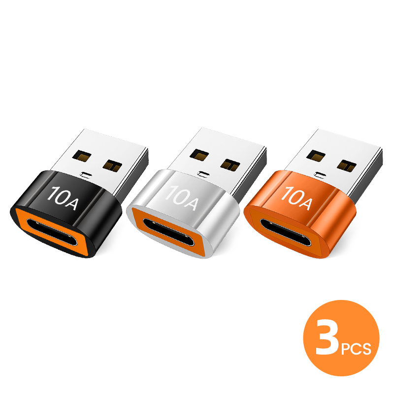 6-1PCS 10A OTG USB 3.0 A Tipo C Adattatore Tipo C Femmina A USB Maschio Convertitori Trasferimento dati ad alta velocità per MacBook Telefono Laptop: Nero opaco