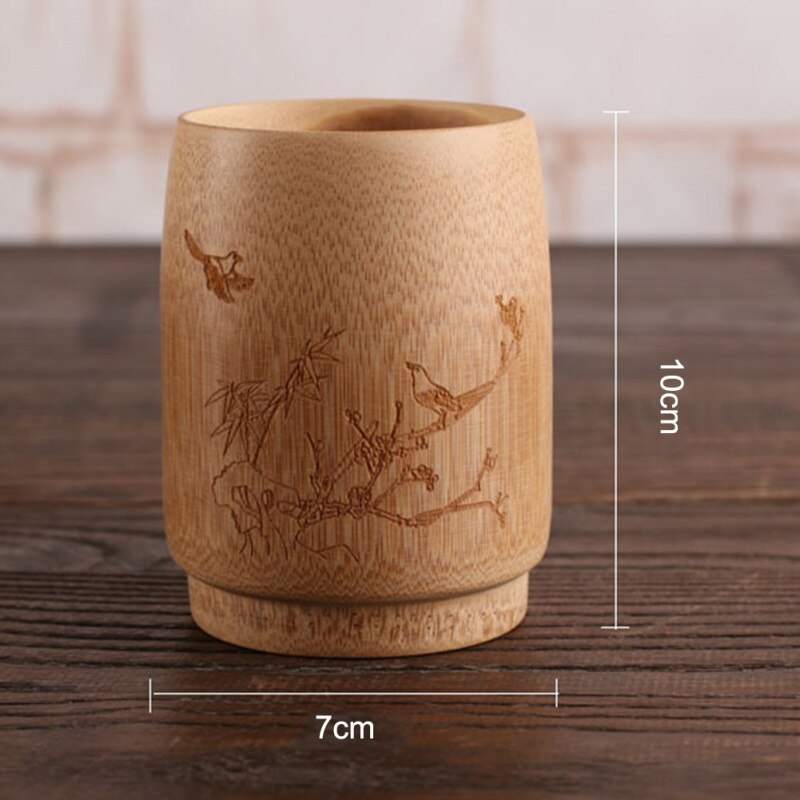 Japan Teaism Engraving Tea Cup Natural Bamboo Joint Wine Tea Cup for Home Tea Table Decoration Tea Ceremony Lotus Magpie Cupss.: A4