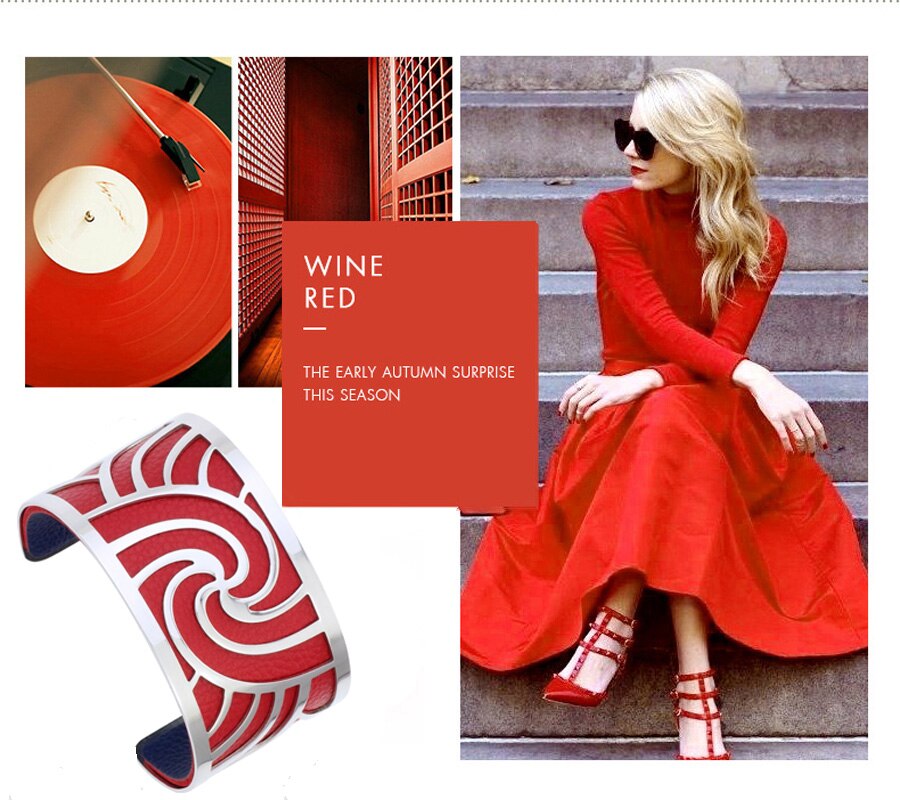 Cremo Stainless Steel 40MM Bracelet &Bangles For Women Interchangeable Leather Bangle Jewelry Bijoux Femme