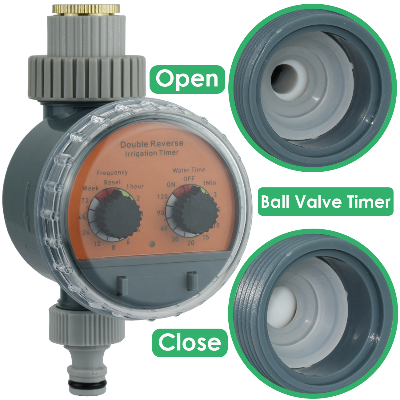 KESLA Automatic Garden Ball Valve Water Timer Watering Controller Drip Irrigation System IBC Tank Tap Faucet Bonsai Greenhouse: WHITE