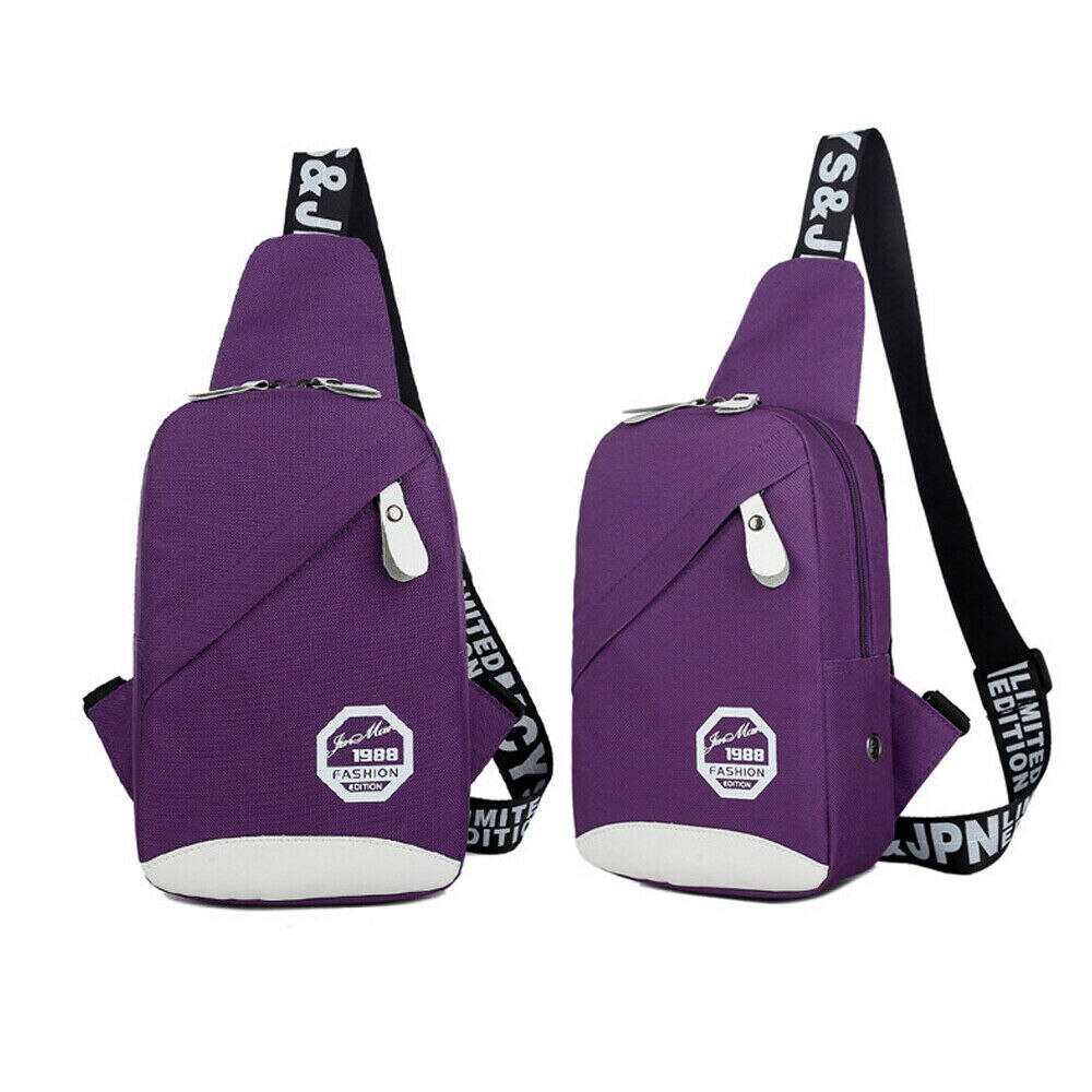 Heren schoudertas met usb-oplaadfunctie borsttas crossbody schoudertas messenger: Paars