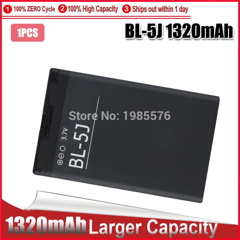 5 PIÈCES 1-1320mAh BL-5J BL 5J pour Nokia 5800 5800XM 5230 5228 C3 Lumia 520 525 X6 X9 200 201 302 batterie: 1pcs