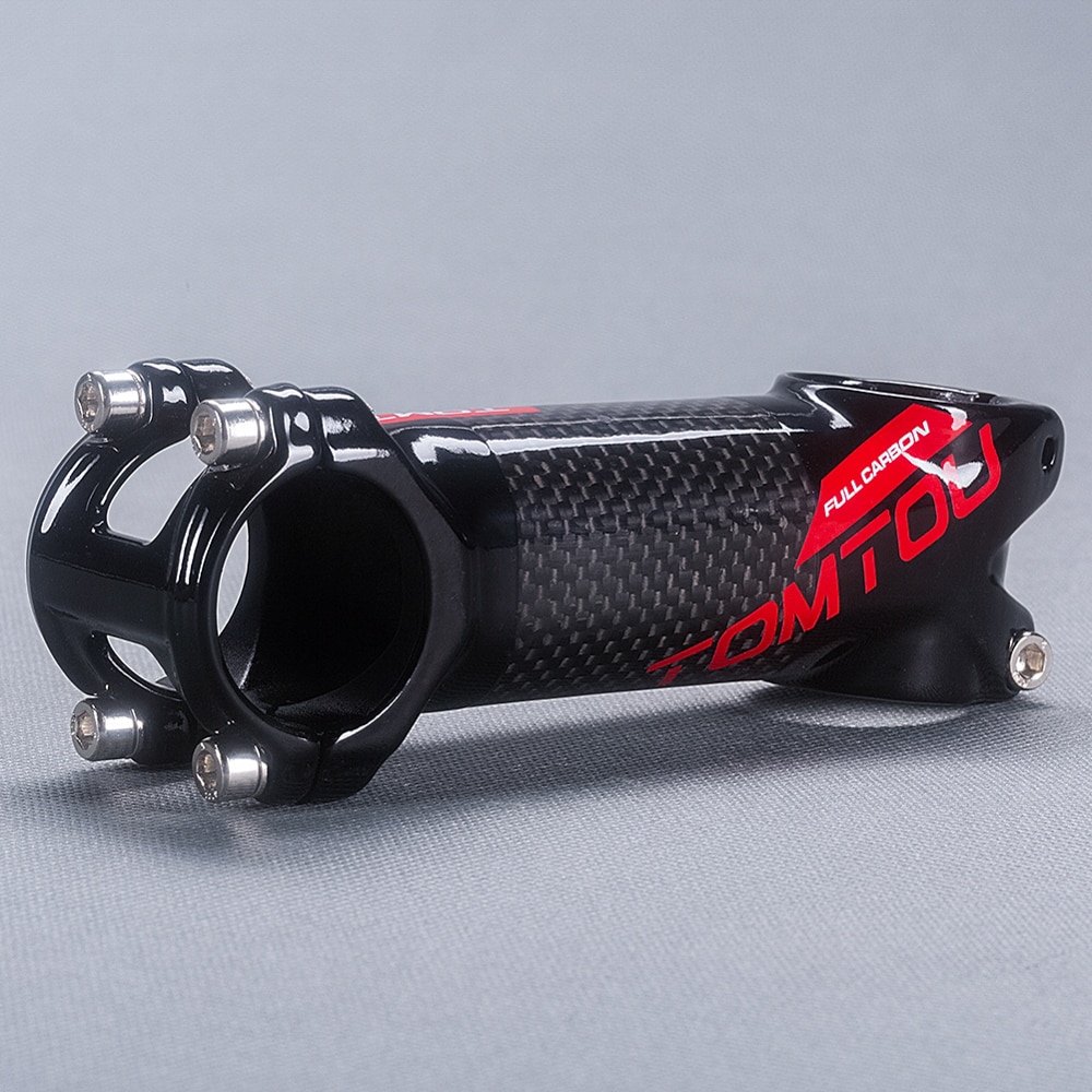 TOMTOU Bicycle Mountain Stem Carbon Fiber + Aluminum Bike MTB or Road Stem 60/70/80/90/100/110/120mm 3K Glossy Red - T71T40