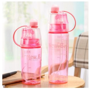 Sport Fietsen Water Mist Spray Gym Draagbare Reizen Verneveling Drinkbeker Outdoor Klimmen Plastic Flessen: pink-600ml