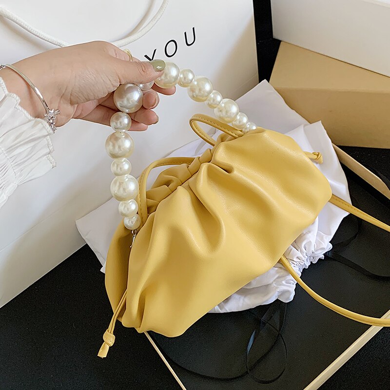 lässig Perle Kette Tote Wolke Tasche Für Frauen Crossbody frauen Handtasche Knödel Schulter Bote Tasche Sack