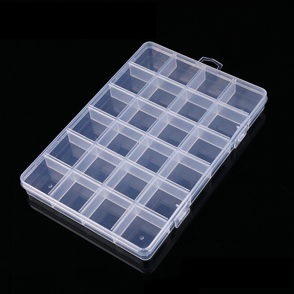 Plastic Opbergdoos Transparante Doos Draagbare Organizer Box Robuuste Sieraden Case Display Desktop Opberghouder 24 Roosters: Rood
