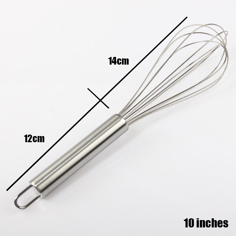 Batidor manual de acero inoxidable 1 uds, Batidor de huevos, Batidor manual, utensilios de cocina, mezclador de mantequilla, Batidor de huevos: 10in