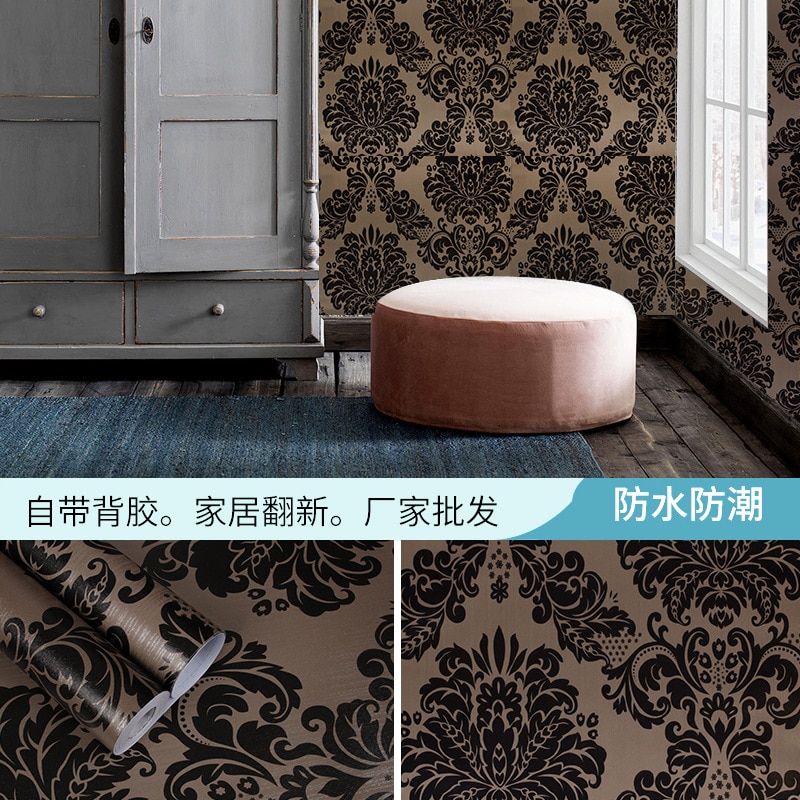 Retro Europese Zelfklevend Behang Behang Woonkamer Slaapkamer Behang Woonkamer Damascus Behang Sticker
