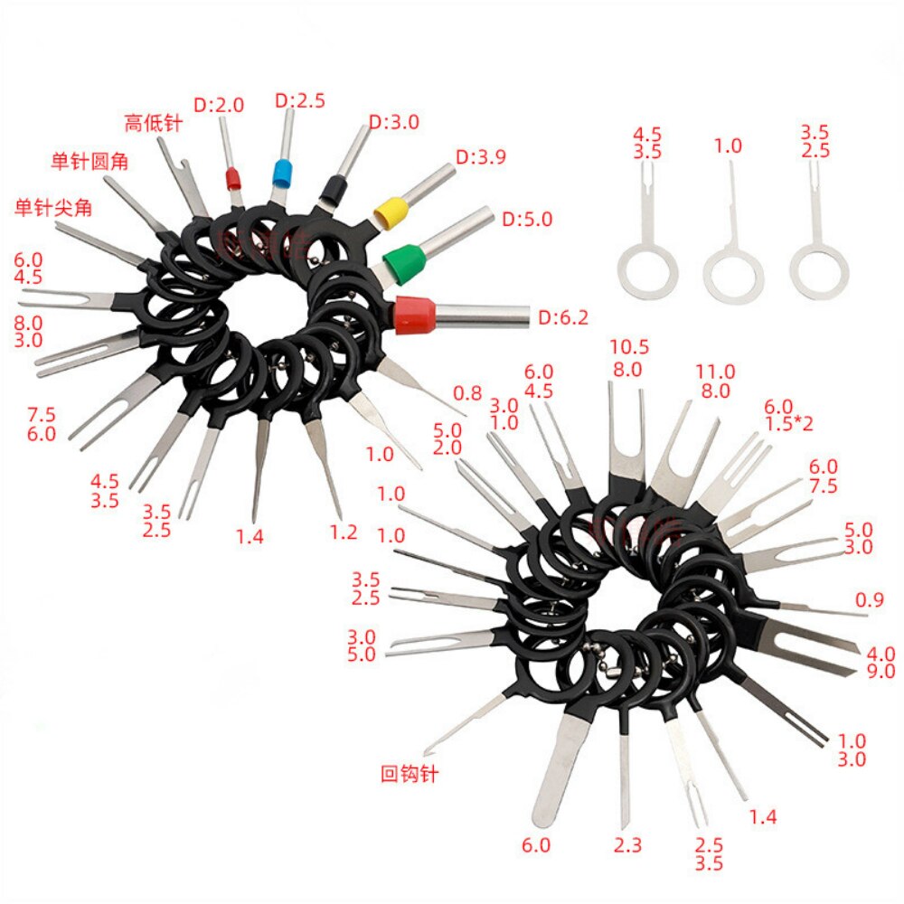 41pcs/38pcs Car Terminal Removal Kit Auto Pin Wire Connector Extractor Automotive Electrical Plug Crimp Puller Car Repair Tool