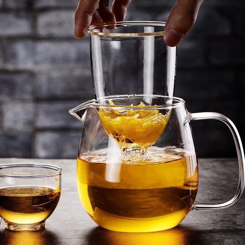 Chá de vidro infusor bule de chá resistente ao calor chinês kung fu conjunto de chá puer chaleira cafeteira vidro escritório bule 500ml