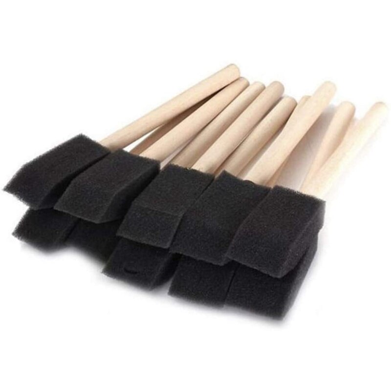 50Pcs Sponge Painting Brushes Foam Sponge Wood Handle Paint Brush Set for Childrens Drawing Graffiti Tools