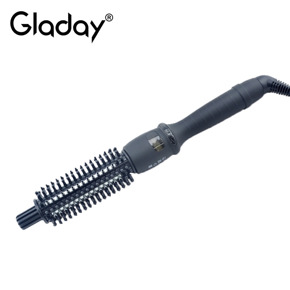 Cepillo rizador de pelo gladay lcd, peine rizador, herramientas de peinado de cerámica para hombres, herramienta eléctrica para peinar cabello corto.