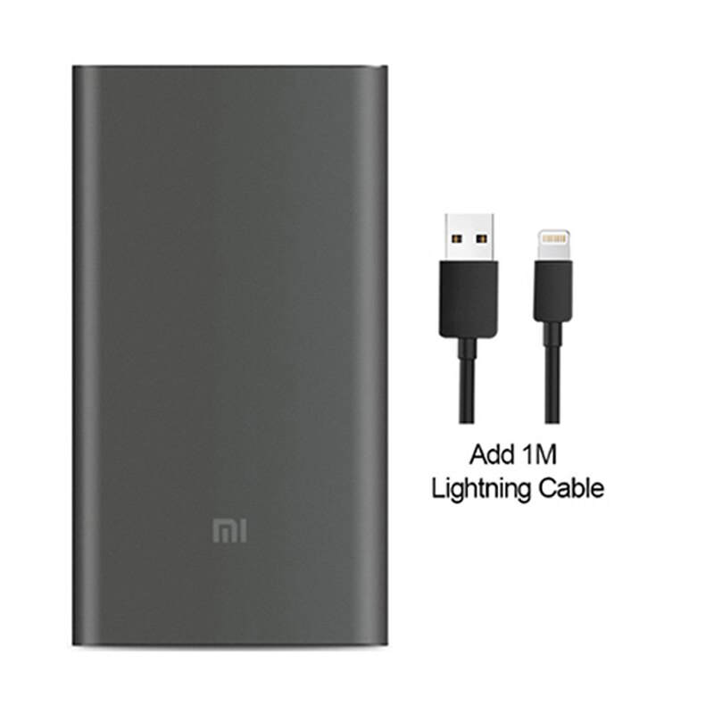 Original mi Xiaomi Power Bank 10000mAh Pro Type-C External Battery portable charging 10000mAh Two-way Quick Charge 18W Powerbank: Add Lightning Cable