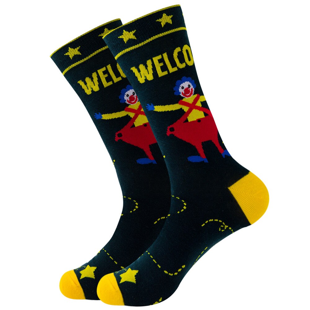 1Pair Cycling Sock Men Sports Socks Combed Cotton Cartoon Animal Fruit Geometry Universe Food Drink Funny Cute Skateboard Socks: type 32