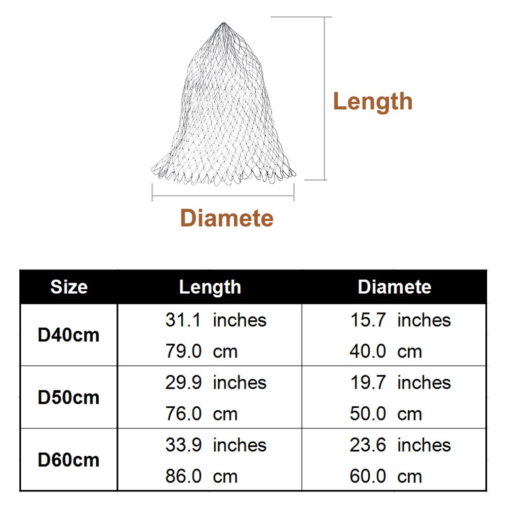 YOTHG remplacement filet de pêche filet de poisson losange maille plusieurs tailles/profondeurs (D60CM,D60cm)