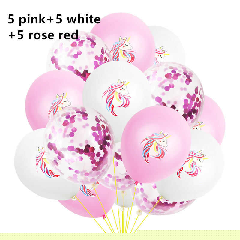 1set Hawaiian Unicorn Party Fiesta Party Balloons Baby Shower Happy Birthday Wedding Party Deco AnniversaireComunion Decoracion: 1 rose red