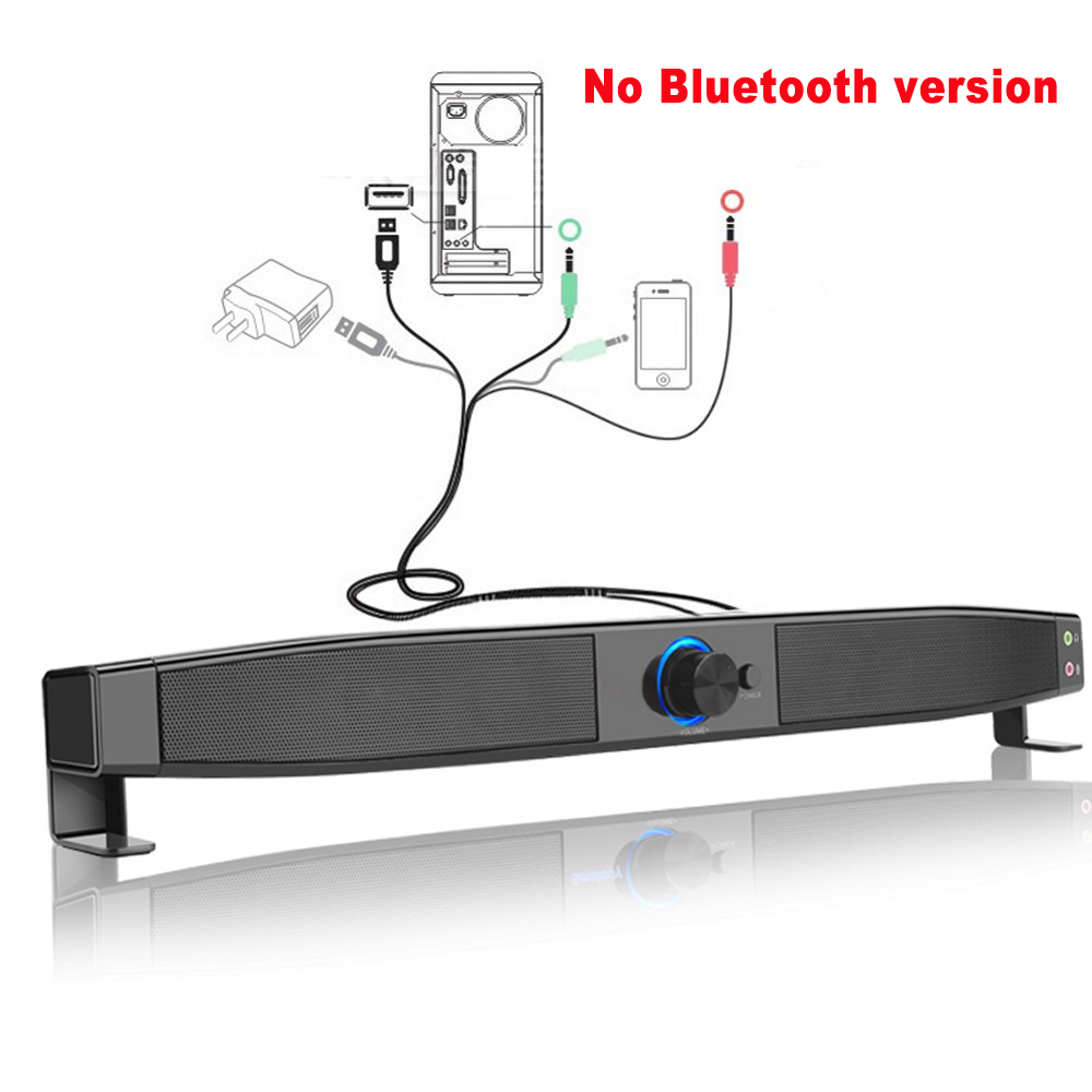 10W pc sound bar Home theater wired wireless soundbar tv Multimedia Desktop Loudspeakers with Headphone/Mic Jack For PC Laptop: Default Title