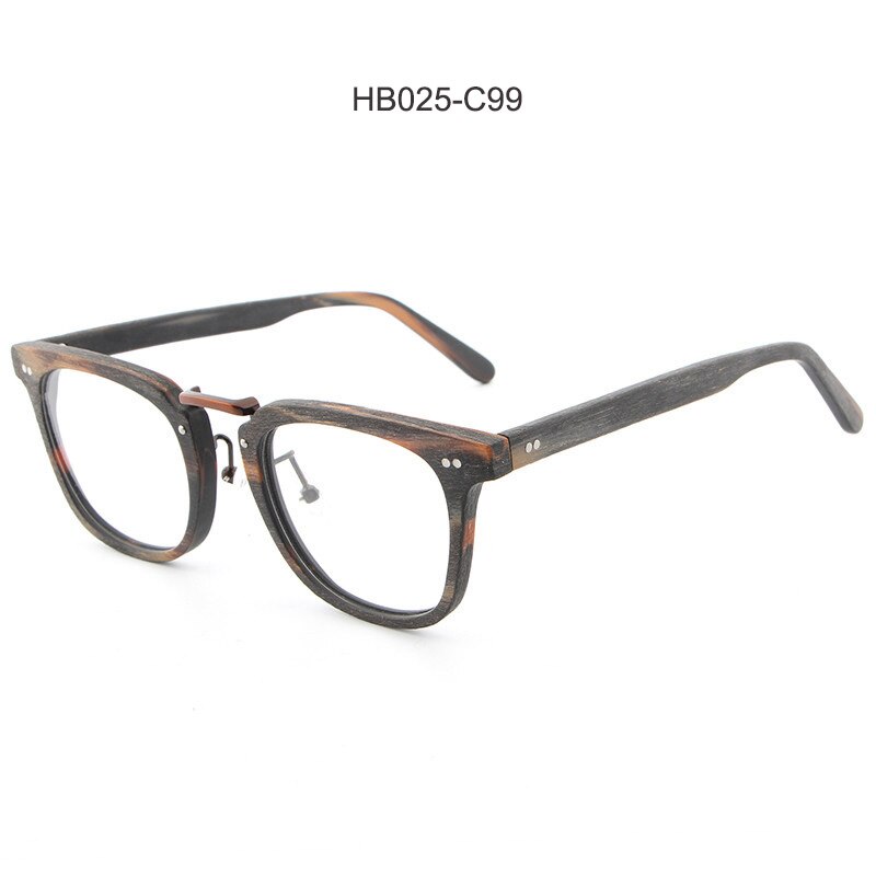 HDCRAFTER-montures de lunettes de Prescription, Grain de bois, monture optique pour myopie, avec lentille transparente, pour hommes et femmes, montures pour lunettes: HB025-C99