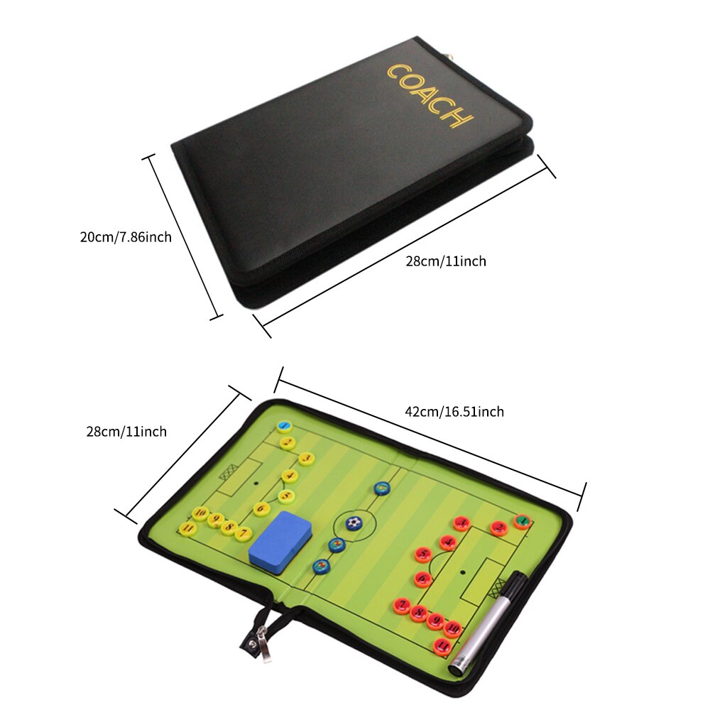 Teaching Magnetic Foldable Portable Demonstration Coaching Training Guidance Plate Soccer Tactic Board Noting Marker PU Football