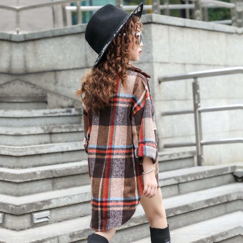 Camicia per ragazze New Autumn Fashion Plaid Kids Girl camicette a maniche lunghe in cotone top Casual per adolescenti abbigliamento per bambini camicie morbide per ragazze