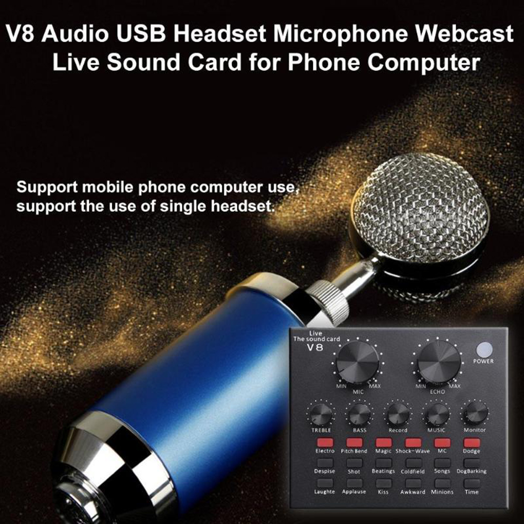 Audio- USB Externe Soundkarte Headset Mikrofon Webcast Persönliche Live Rundfunk für PC Telefon Computer