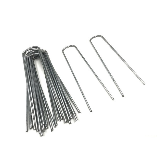 20/50pcs Galvanised Metal Ground U Tent Pegs Gazebo Camping Tarpaulin Hooks Tarpaulin Fixing Lawn U-Shape Pegs For Garden Nettin: 150mm  50pcs
