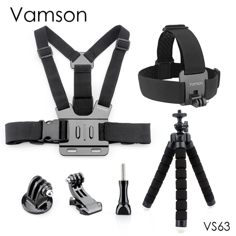 Vamson Accessoires voor Gopro Hero 6 5 4 3 + Octopus Statief Monopod Borst Head Strap Mount Voor Xiaomi Yi 4K SJ4000 VS63