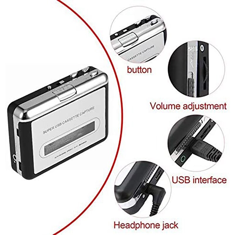 Cassette Player,USB 2.0 Portable Tape Audio Recorder Walkman MP3 Converter USB Adapter