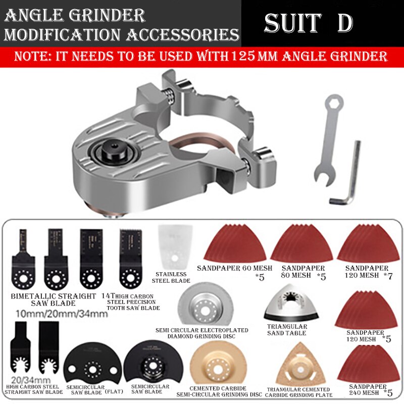 Piccoli accessori per la modifica dell'adattatore per smerigliatrice angolare elettrica supporto per smerigliatrici elettroutensili Ushm 125mm regolazione della macchina 230mm: M14 Suit D