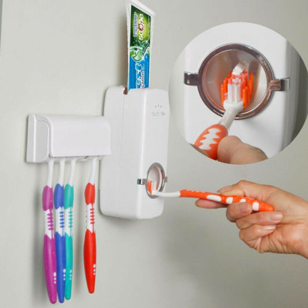 Automatische Tandpasta Dispenser en Tandenborstelhouder Stand Wandmontage Badkamer Tandpasta Squeezers