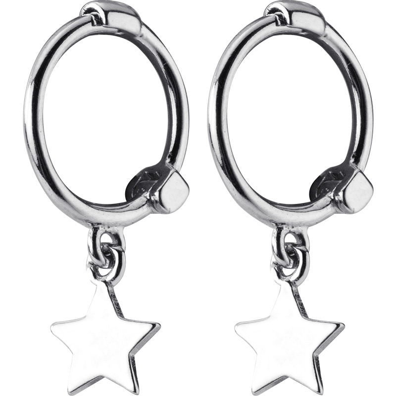 INZATT Real 925 Sterling Silver Star Heart Pentagram Beads Hoop Earrings For Women Party Trendy Fine Jewelry Accessory