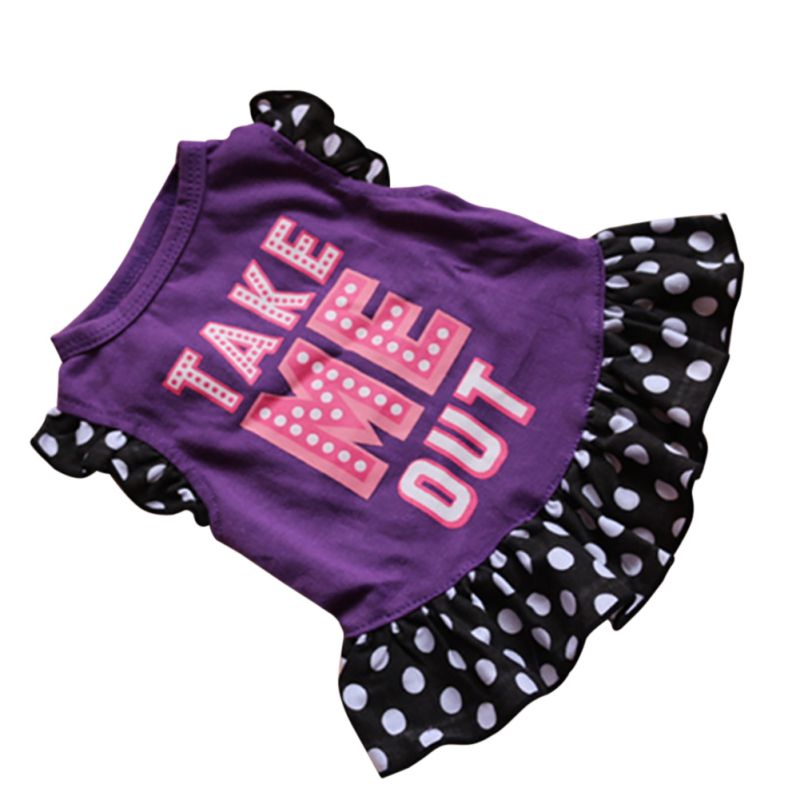 Lente Zomer Kleine Prinses Hond Kat Huisdier Jurk Brief Gedrukt Kleding Puppy Boog Vest T-shirt Jas Jurk Kleding Voor puppy: Paars / L