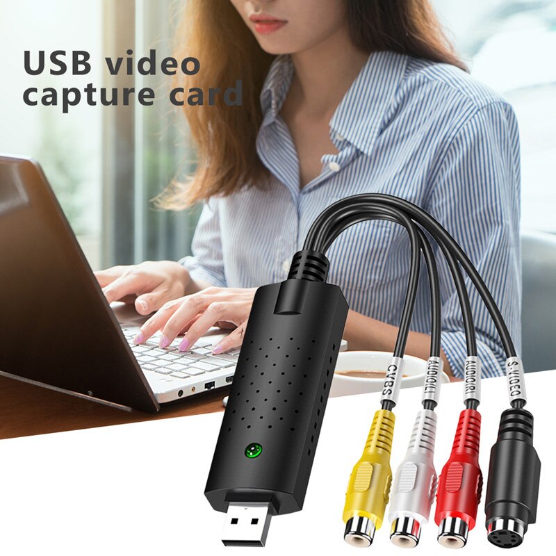 USB2.0 Data Acquisition Card AV Signal Capture TV Tuner VHS To DVD Video Capture Converter For Win7/8/XP/Vista With USB Cable