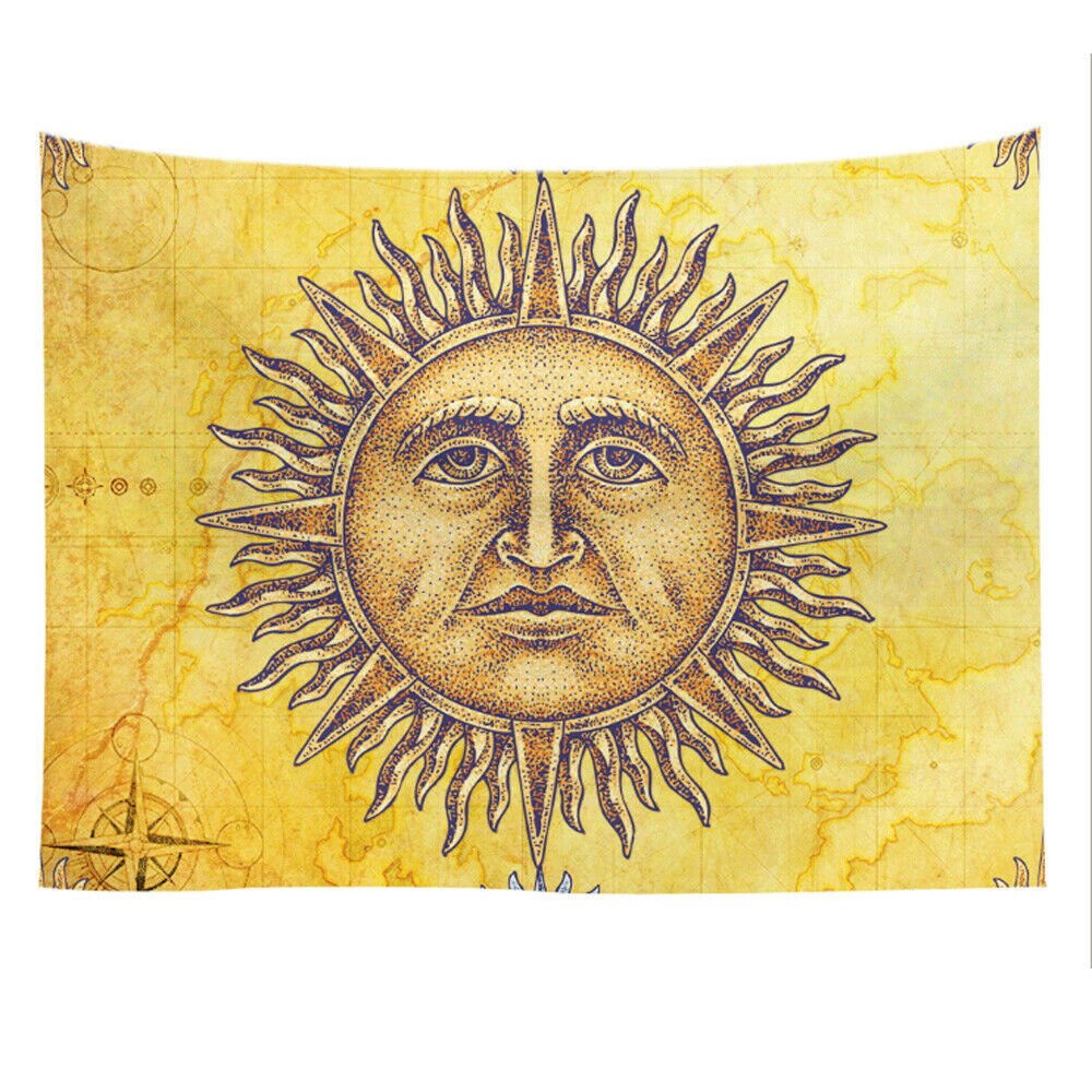 Zon en Maan Gezicht Indische Mandala Tapestry Totem Bohemian Hippie Muur Opknoping Deken Thuis Dorm Decor