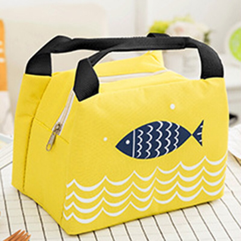 Bolsas de aislamiento para alimentos de bebé, calentador portátil con patrón de pescado, impermeable, con cremallera, bolso térmico CL5289: Yellow