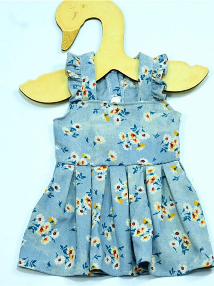 S-2XL Pet Hond Kat Denim Daisy Sling Rok Ademend Hond Kleding Met Bloemen Gedrukt Zomer Rok Voor Teddy Pug Huisdier apparels