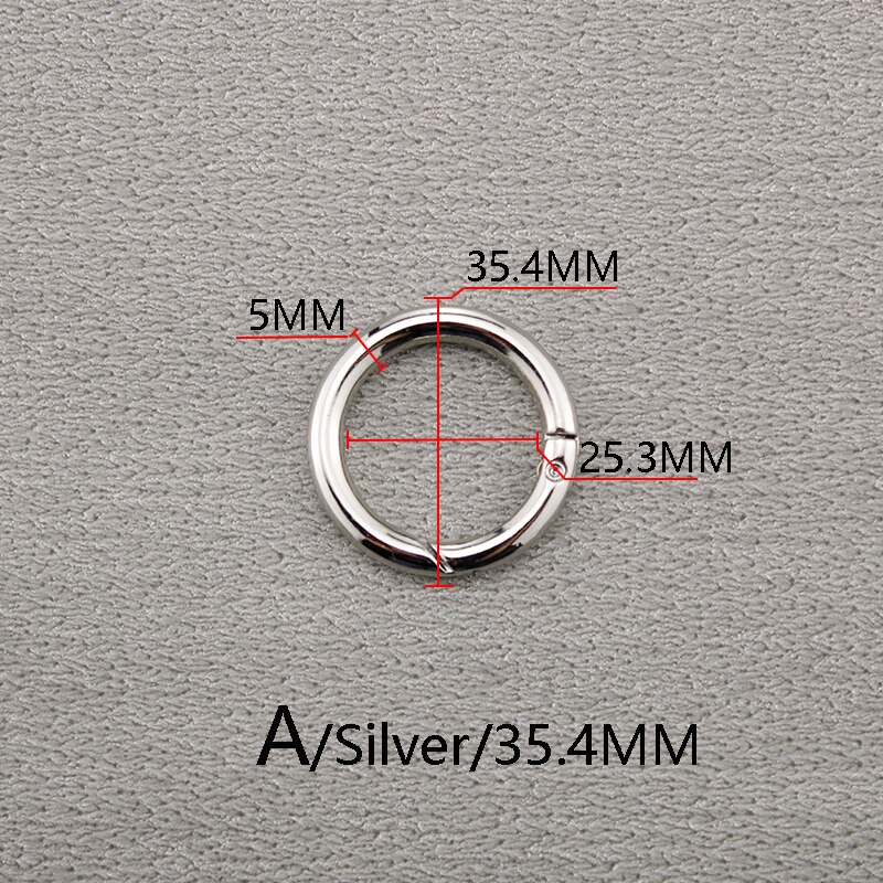 BAMADER Circle metalowy haczyk na sprężynie O Ring otwierany klucz pierścieniowa klamra wysokiej jakości akcesoria sprzętowe złoty srebrny pistolet klamra: A Silver35.4MM