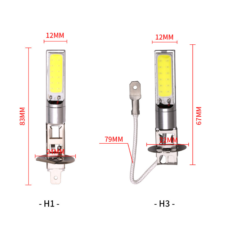 Vgetting 4 Pcs Auto Gewijzigd Led Mistlamp Cob Chip Auto Lamp H1/H3/881 High-Power mistlamp 10W Lampen