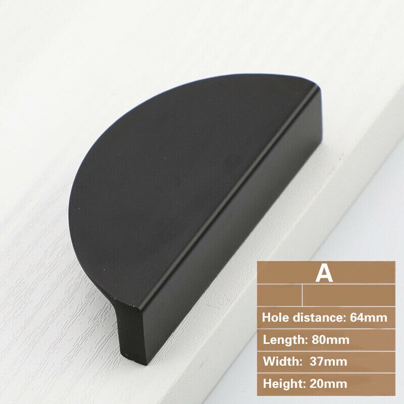 Semi Circle Cabinet Handles Door Pull Half Round Drawer Knob Cabinet Pulls Drawer Cupboard Kitchen Handle Hardware Accessories: Black