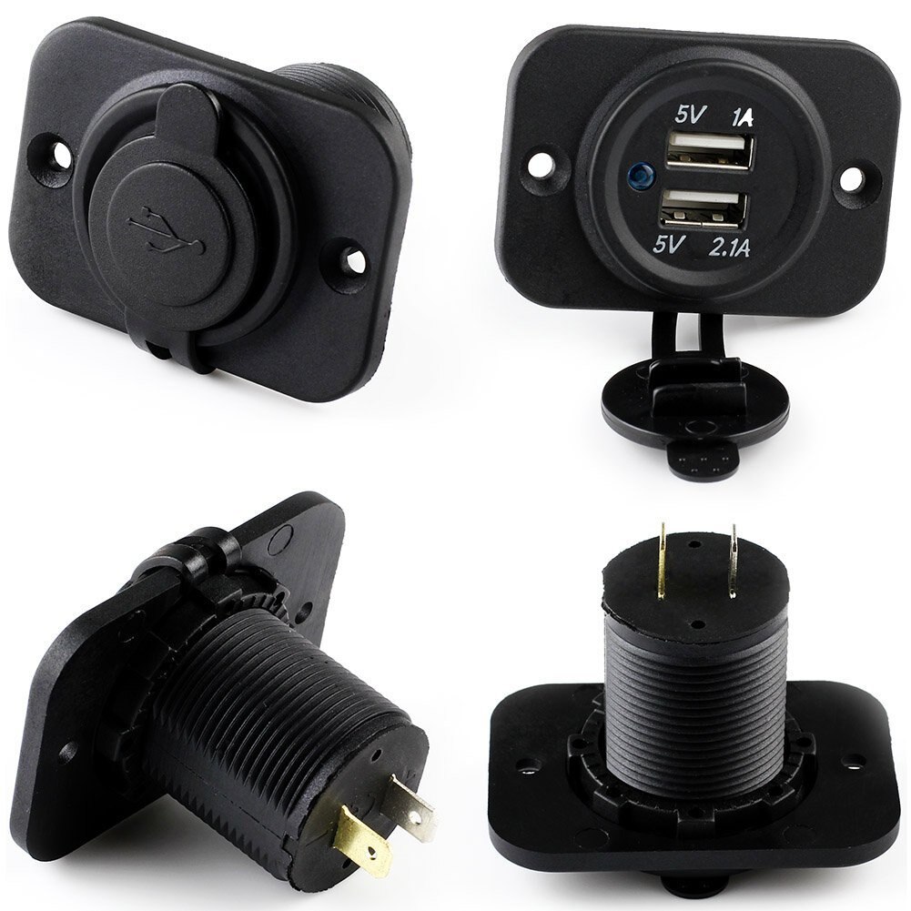 3.1 ampère universele autolader usb voertuig  dc12v waterdichte dubbele usb lader 2 poorts stopcontact voor auto boot marine motorfiets