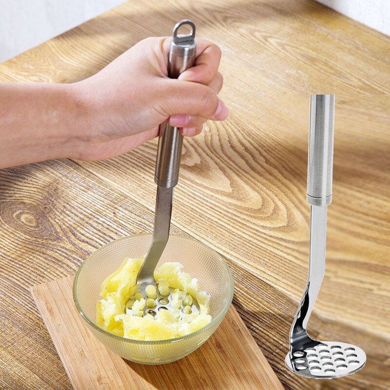Practical Stainless Steel Tube Handle Potato Masher Mashed Vegetable Device Pressure Mud Tool Kitchen Accessories