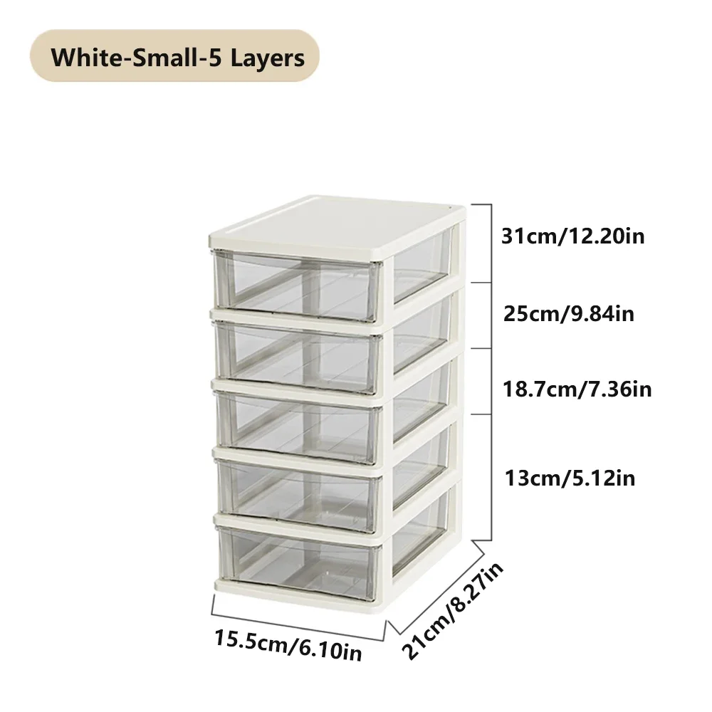 2-6 Layers small Desktop Storage Box with Drawer Heightened Table Organizer Plastic Office storage cabinet for home Stationery: Brown