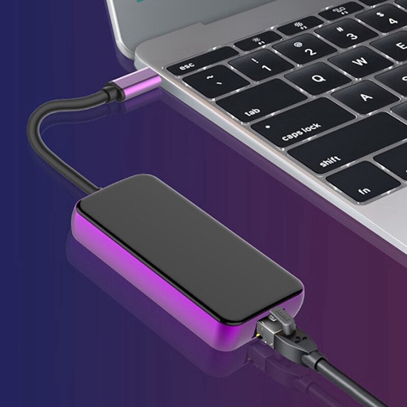 5-In-1 Hub Gigabit Lan USB3.0/RJ45/Pd Type-C Multifunctionele Docking Station