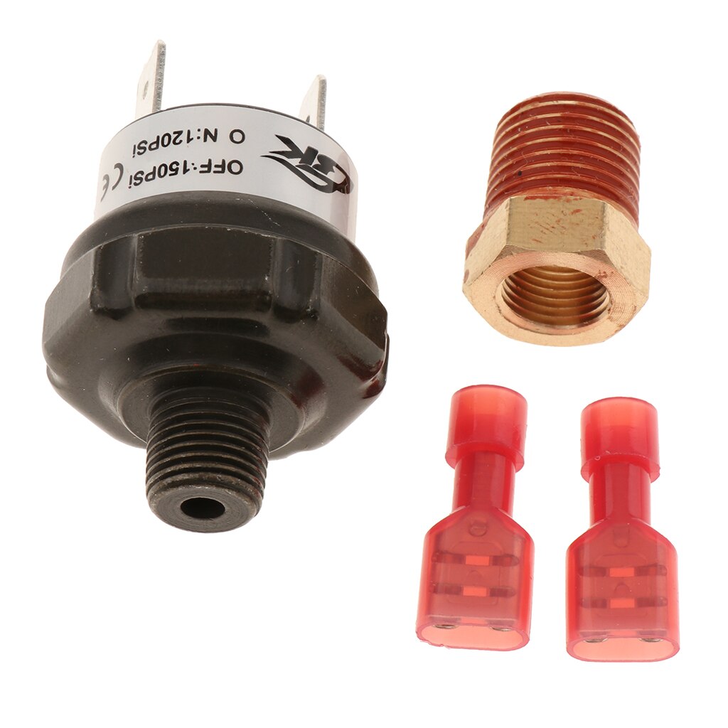 12v trykknapp for trykkluft i metallkompressor 120 psi på og 150 psi av