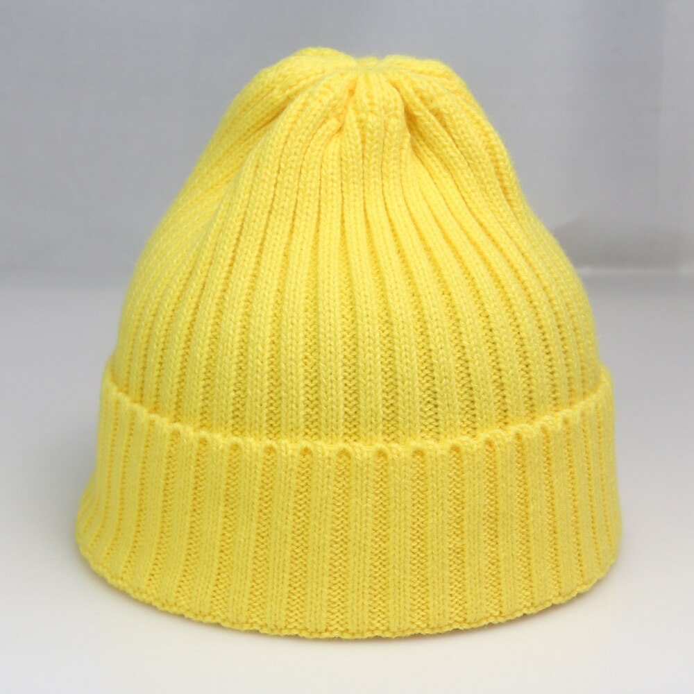 Jasny zwykły czapka dzianinowa zimowe damskie czapki puste szydełkowe paski Skullies czapka neonowy żółty gorący różowy szary biały: żółty