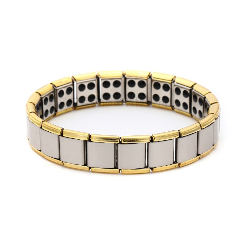 Rvs Magnetische Therapie Ketting Link Armband Fitness Gewichtsverlies Gezondheidszorg Energie Armband Sieraden Vriend: Silver Gold