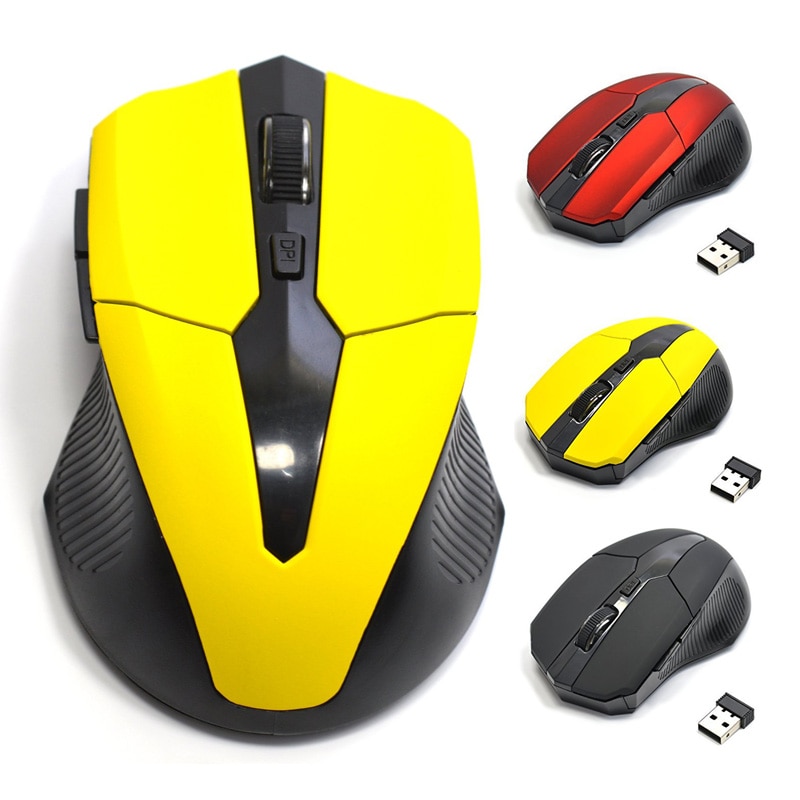 2.4G USB Red Optical Wireless Mouse 5 Buttons for Computer Laptop Gaming Mice 10M Working Distance Receiver Mouse Accessories