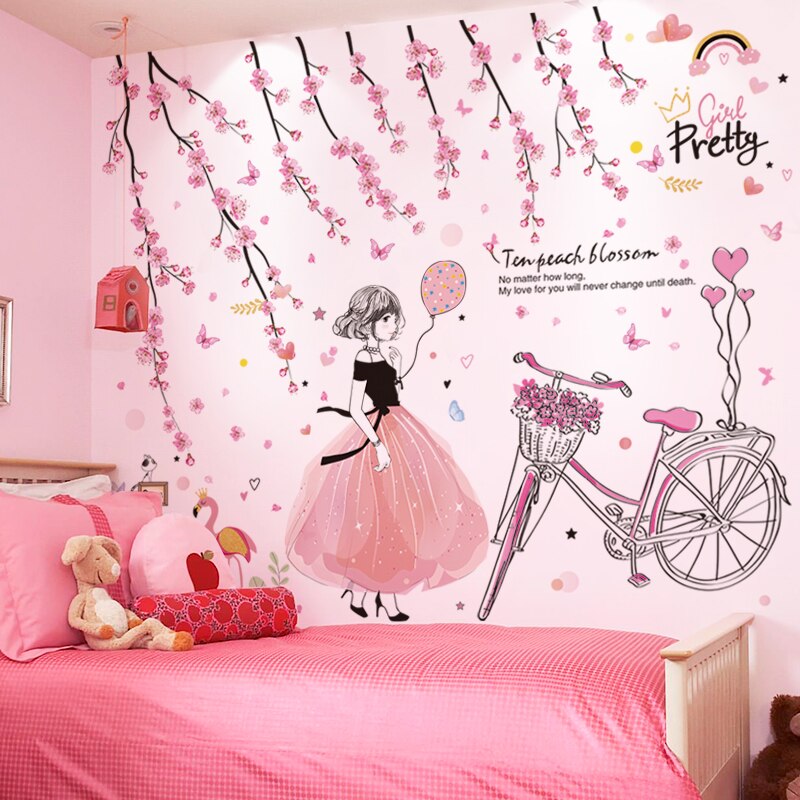 [shijuekongjian] Cartoon Girl Wall Stickers DIY Pe... – Grandado