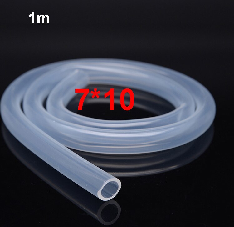 Mangueira resistente de alta temperatura 4/6/8/10/12mm id * od 1m tubo de silicone transparente silicone borracha unscented produto comestível: 7x10